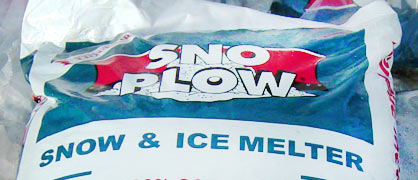 A bag of Sno Plow ice and snow melter